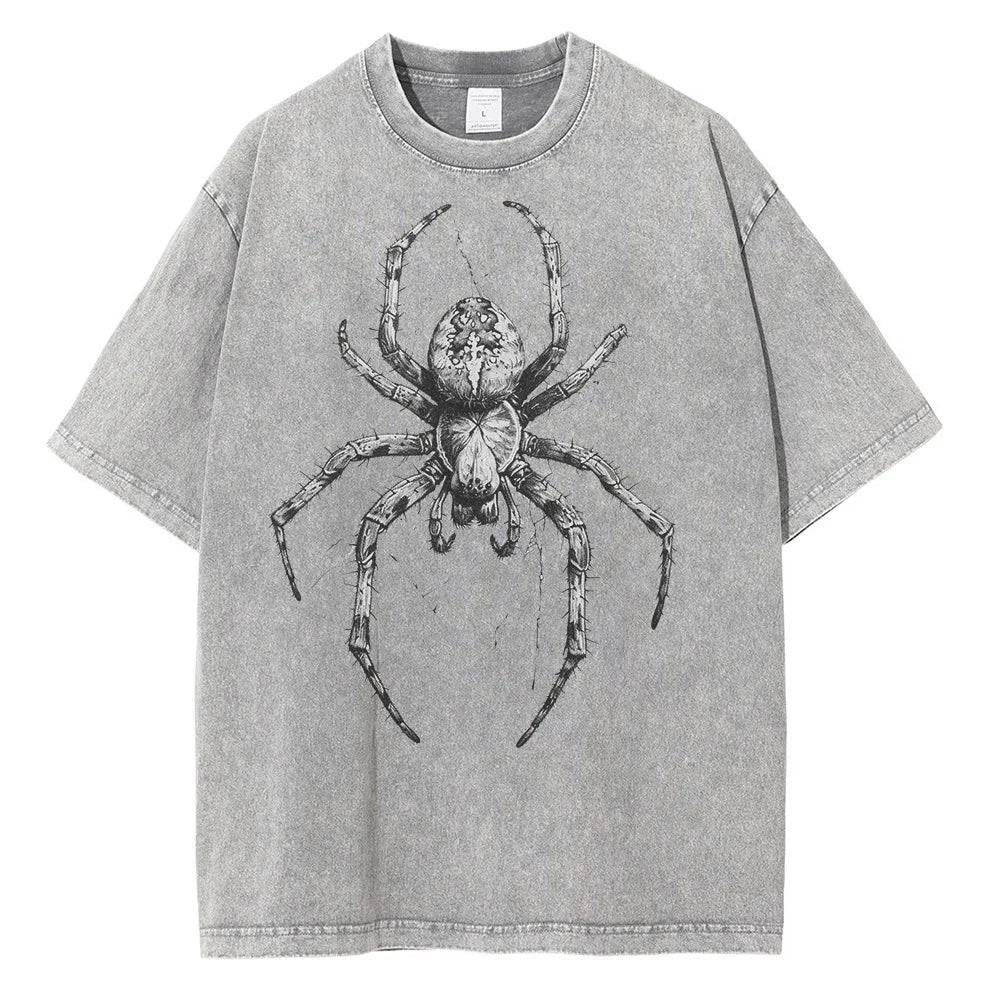 Vintage washed spider Hand Drawn Graphic oversized tees - GoSobiShop Boutique