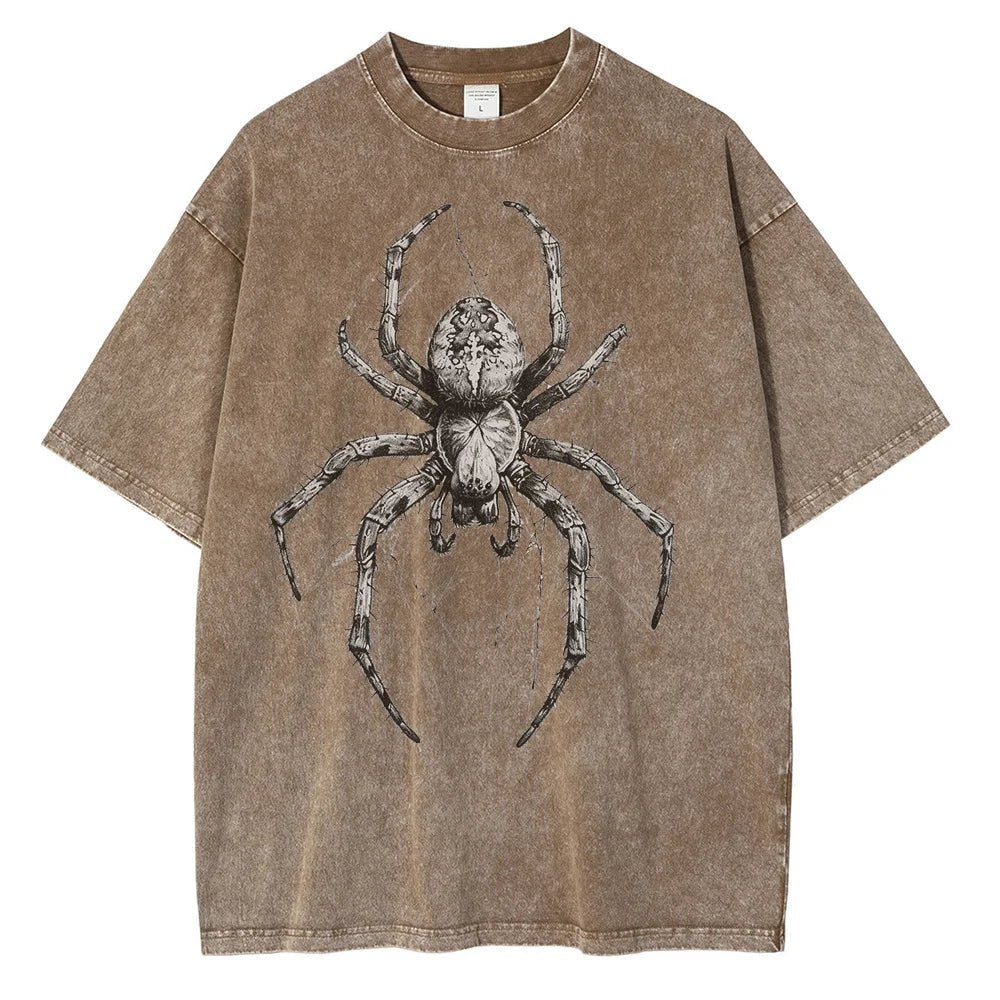 Vintage washed spider Hand Drawn Graphic oversized tees - GoSobiShop Boutique