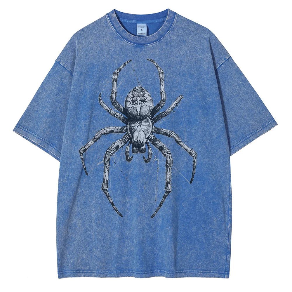 Vintage washed spider Hand Drawn Graphic oversized tees - GoSobiShop Boutique