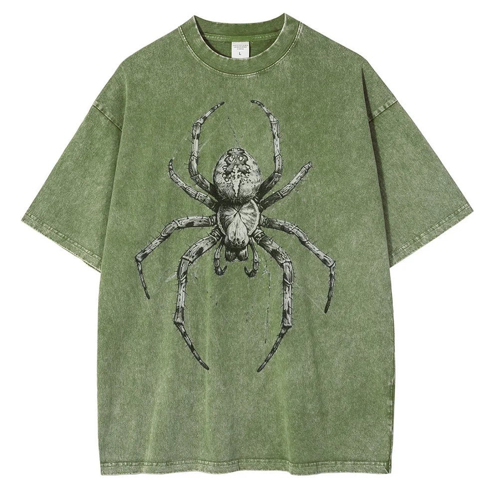 Vintage washed spider Hand Drawn Graphic oversized tees - GoSobiShop Boutique