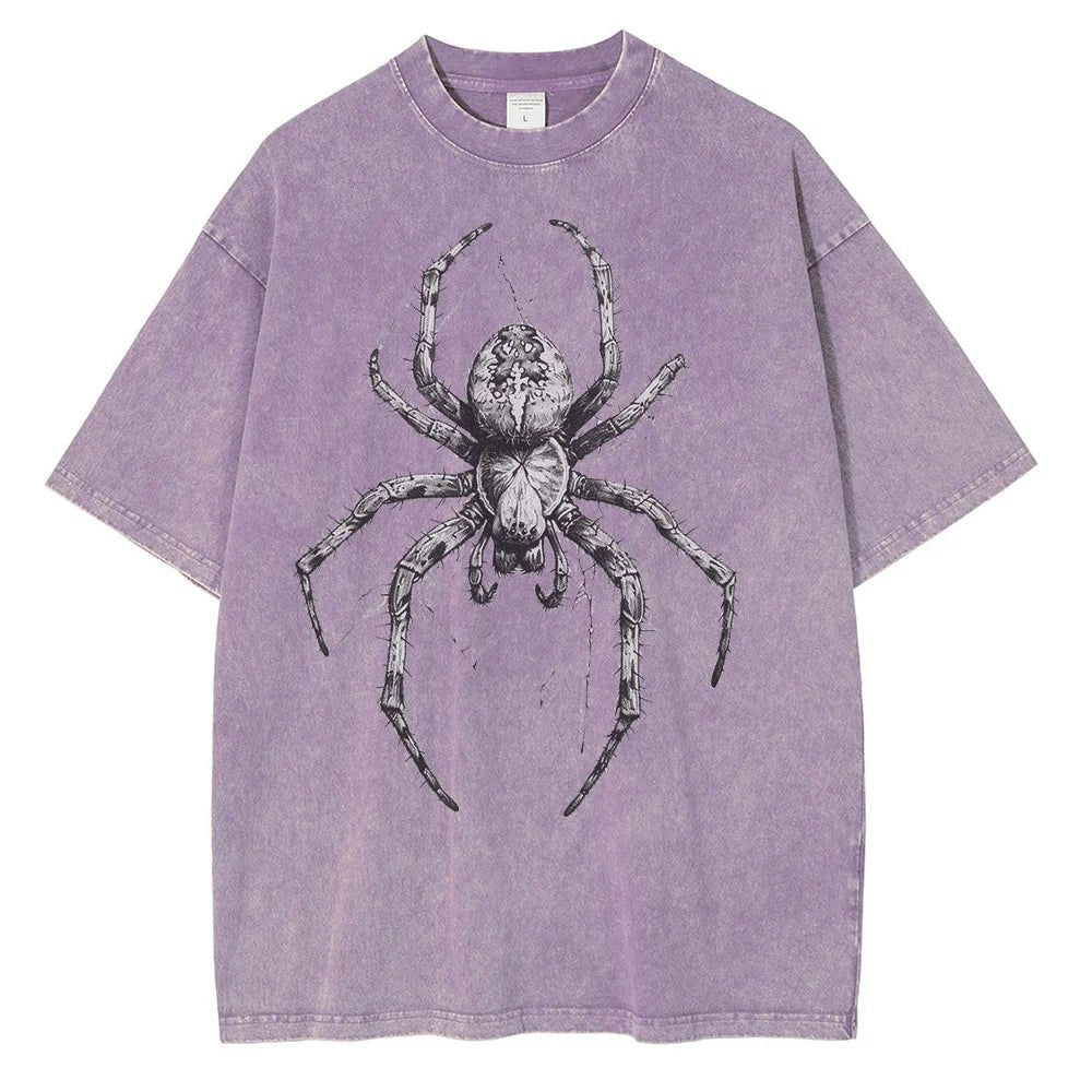 Vintage washed spider Hand Drawn Graphic oversized tees - GoSobiShop Boutique
