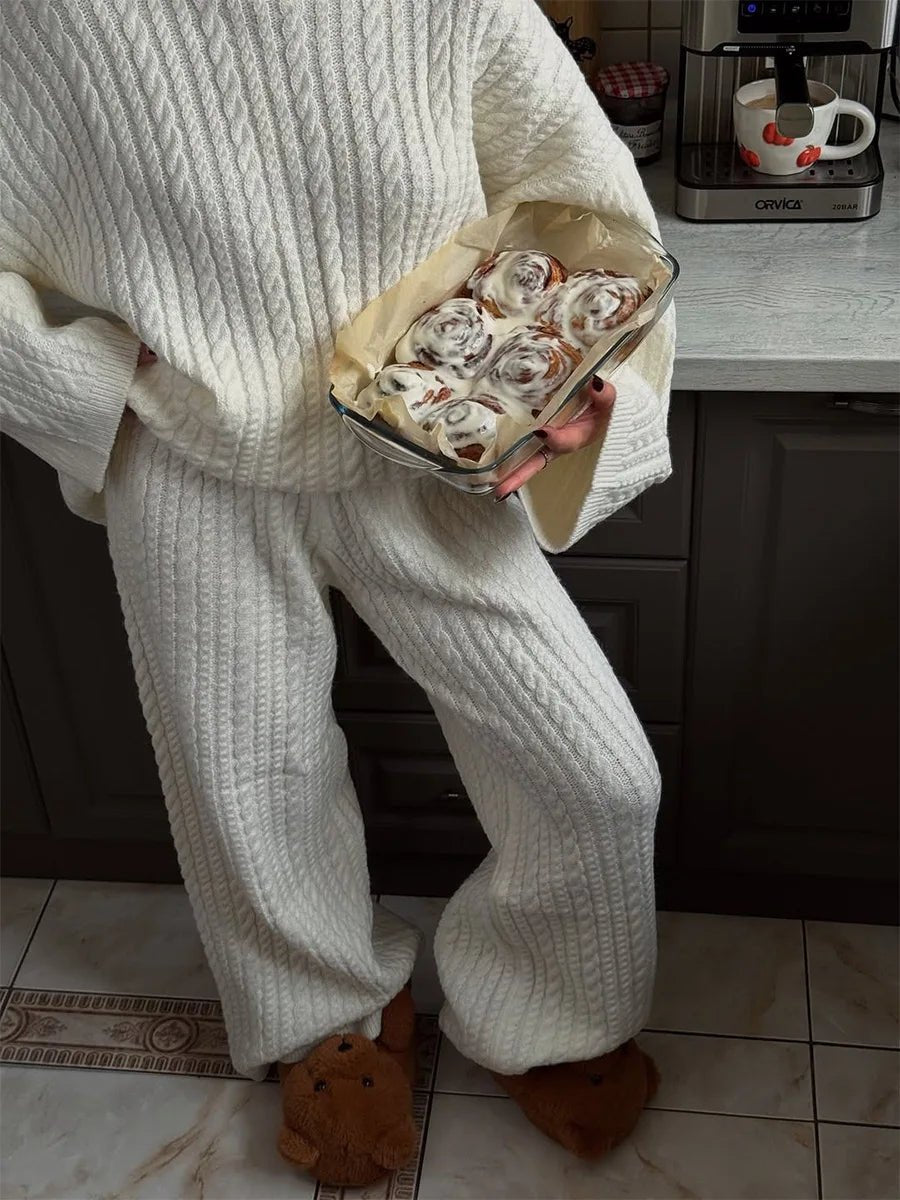 Winter oversized wide knit trousers loungewear. - GoSobiShop Boutique