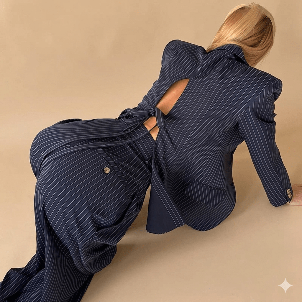 Zartota Trafalgar pinstripe Blazer with tailored trousers set. - GoSobiShop Boutique