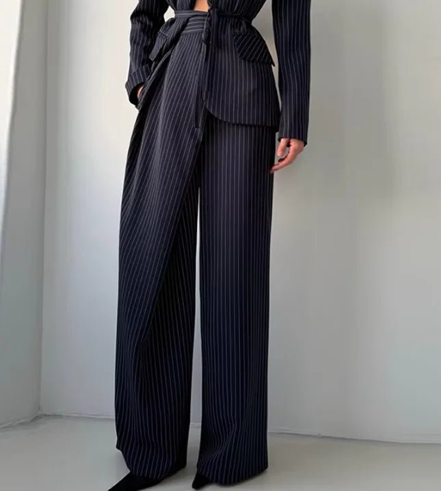 Zartota Trafalgar pinstripe Blazer with tailored trousers set. - GoSobiShop Boutique