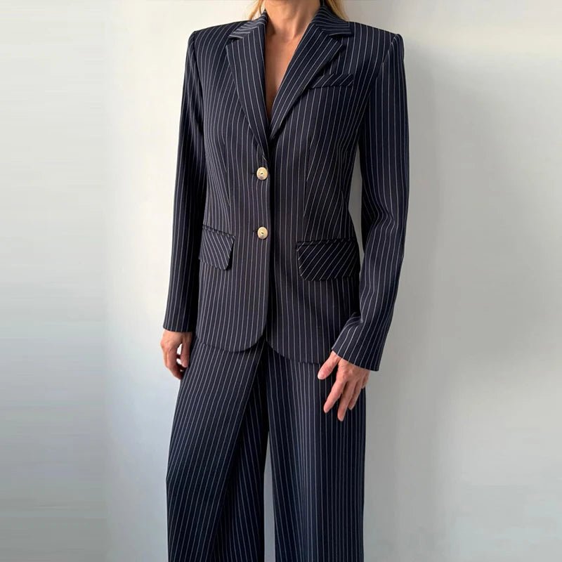 Zartota Trafalgar pinstripe Blazer with tailored trousers set. - GoSobiShop Boutique