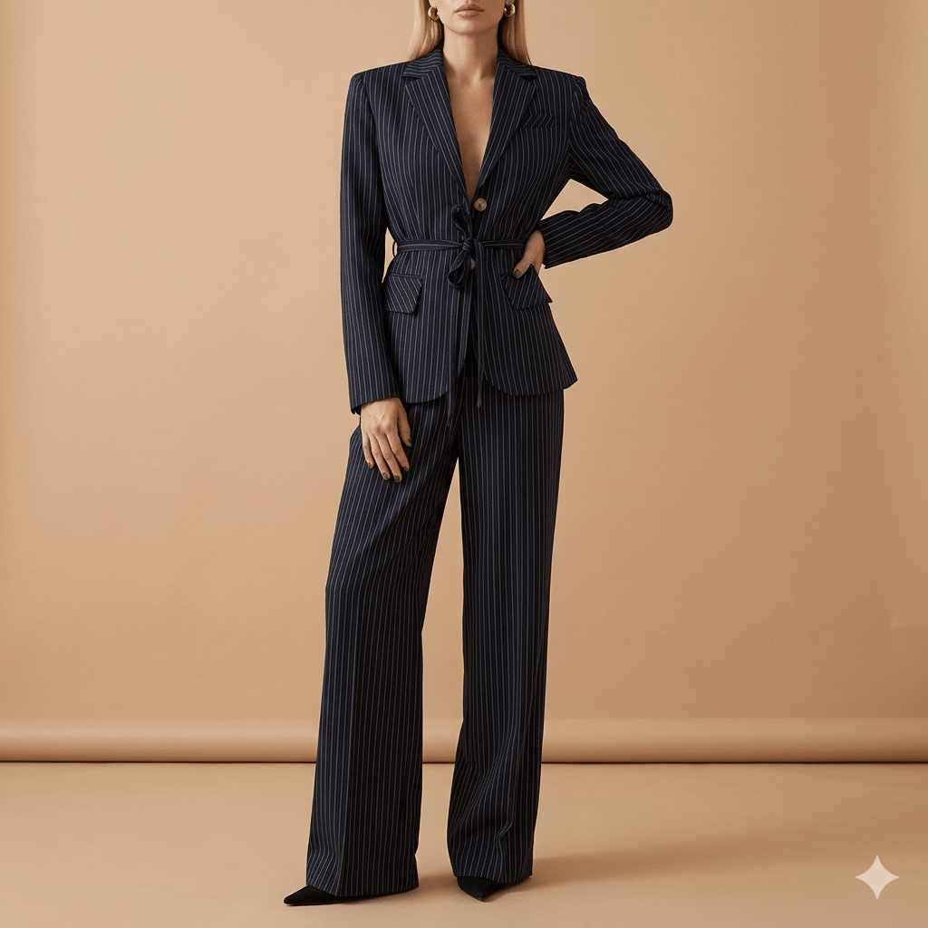 Zartota Trafalgar pinstripe Blazer with tailored trousers set. - GoSobiShop Boutique
