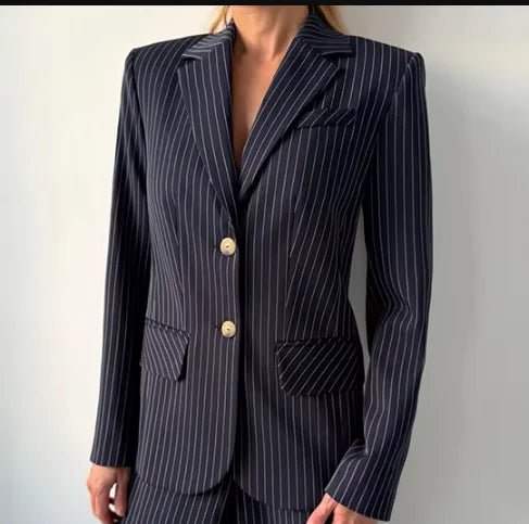 Zartota Trafalgar pinstripe Blazer with tailored trousers set. - GoSobiShop Boutique