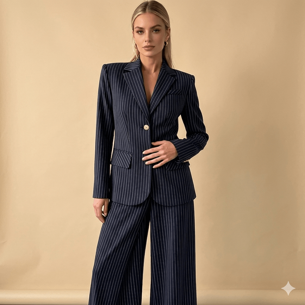 Zartota Trafalgar pinstripe Blazer with tailored trousers set. - GoSobiShop Boutique