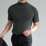 Men classy mock neck t-shirt turtleneck short sleeve slim fit shirt